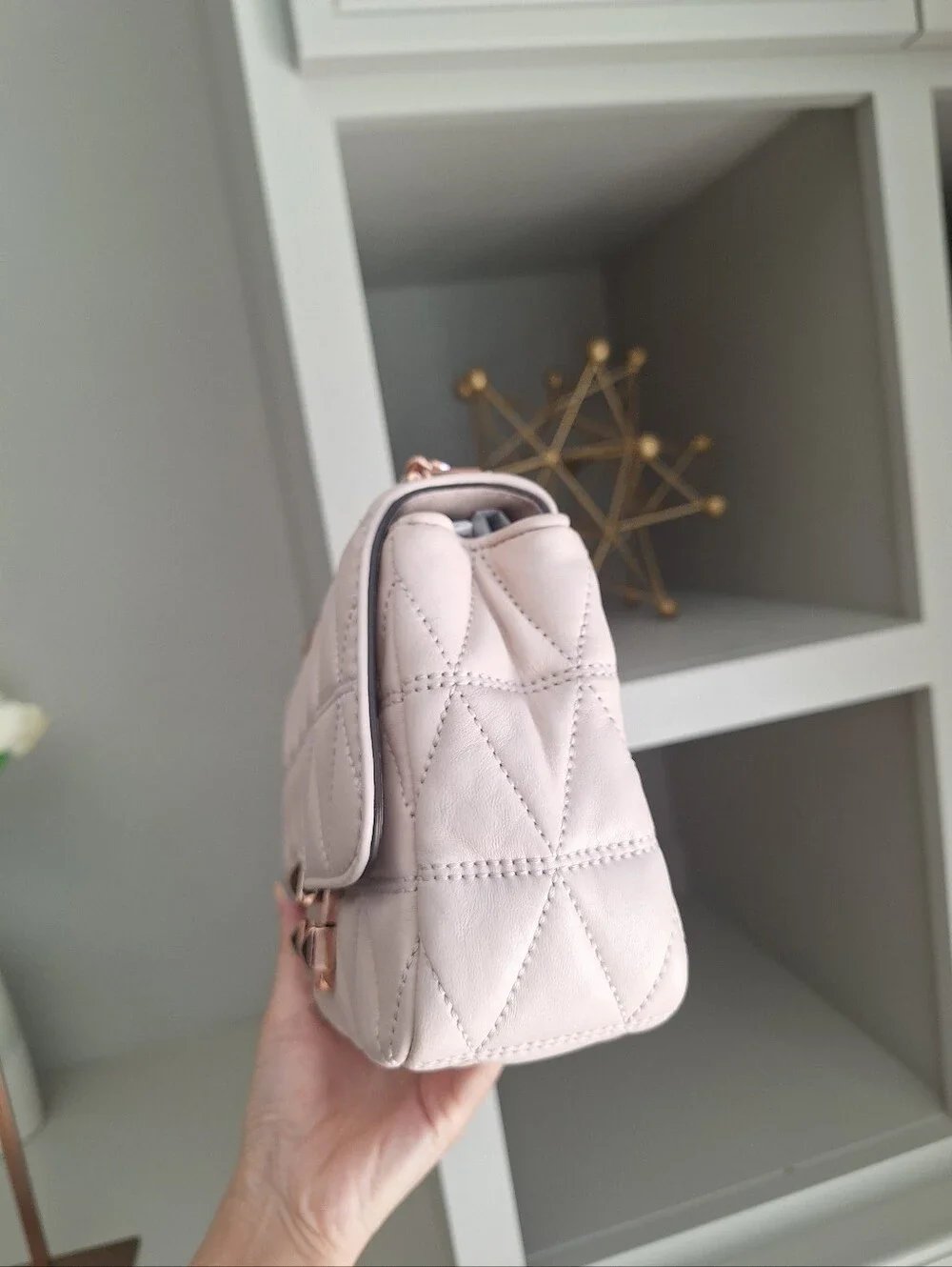 NWT Michael Kors Sloan Quilted Bag Small Size Soft Pink With Rose Gold Hardware